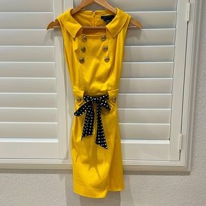 Etcetera yellow dress with black polka dot tie. Never worn